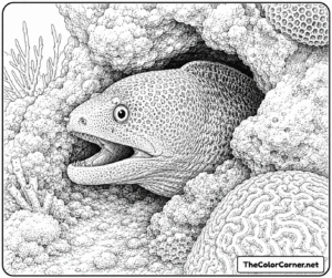 Moray Eel Peeking From A Crevice