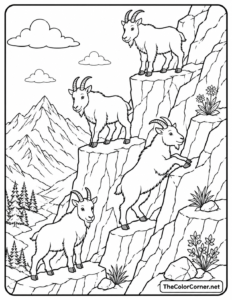 Mountain Goats Climbing Cliffs