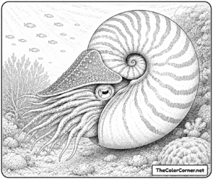 Nautilus With Its Spiral Shell