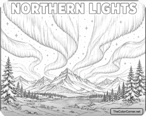 Northern Lights Over A Snowy Landscape