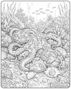 Octopus Camouflaged On The Ocean Floor
