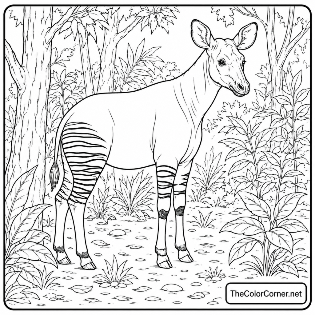 Okapi Standing In The Forest