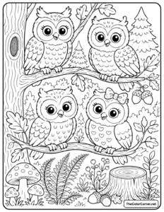 Owls Woodland Perched