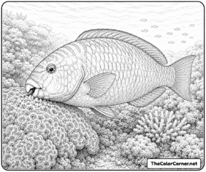 Parrotfish Grazing On Coral