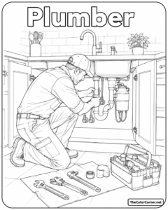 Plumber Fixing A Pipe Under A Kitchen Sink