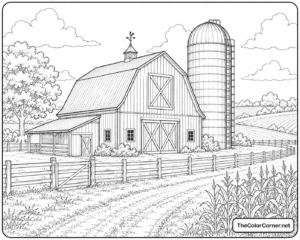Red Barn With A Silo