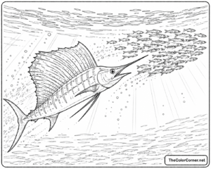 Sailfish Chasing Prey Near The Surface
