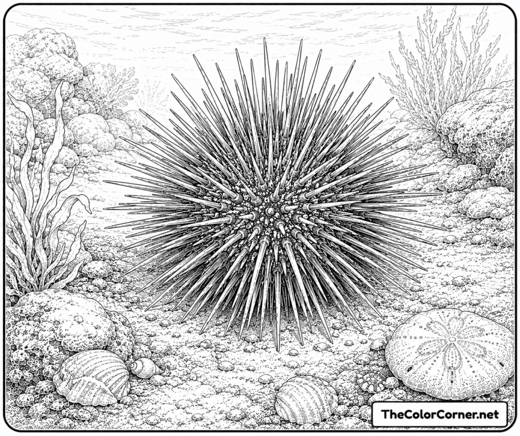 Sea Urchin Bristling On The Ocean Floor