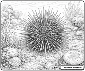 Sea Urchin Bristling On The Ocean Floor
