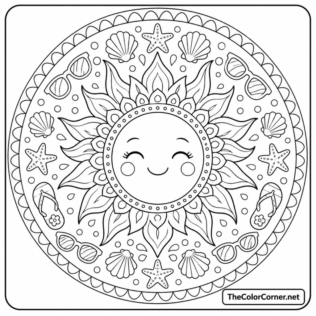 Seashell And Sun Beach Mandala