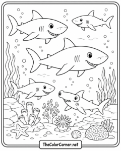 Sharks Swimming In Deep Sea