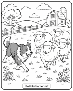 Sheepdog Herding Sheep