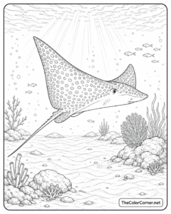 Spotted Eagle Ray Gliding Above Sand