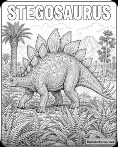 Stegosaurus Walking Through Ferns
