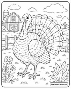 Turkey With Fanned Tail Feathers