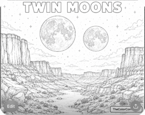 Twin Moons Rising Over A Canyon