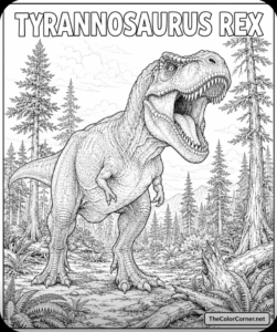 Tyrannosaurus Rex Roaring In The Forest