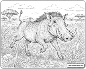 Warthog Trotting Through The Grass