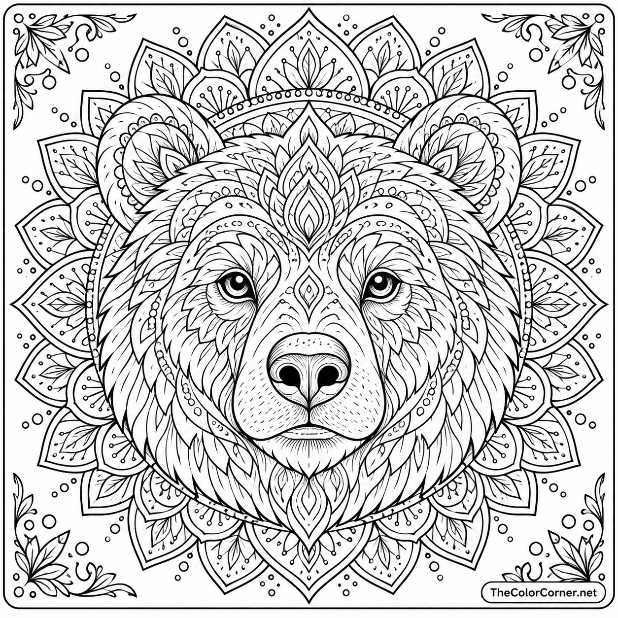 Bear Mandala Face coloring page