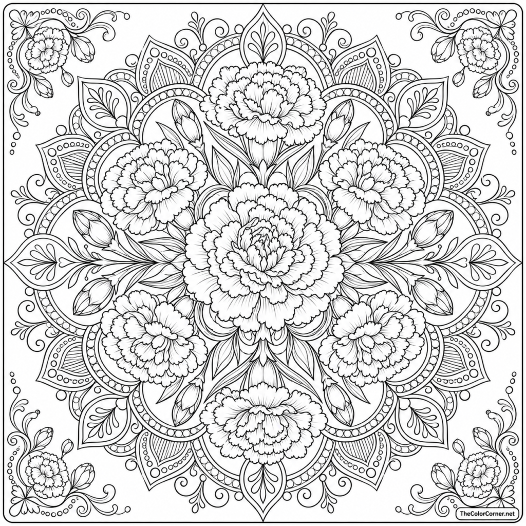 Carnation Mandala