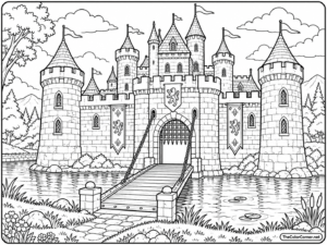 Castle With Drawbridge And Moat