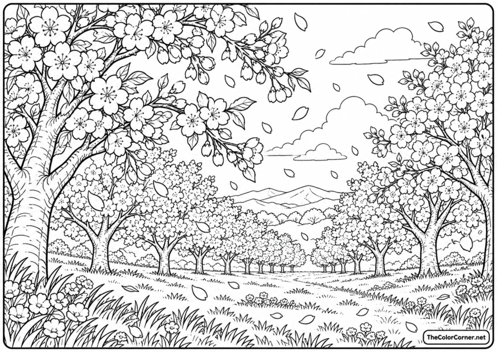 Cherry Orchard In Bloom