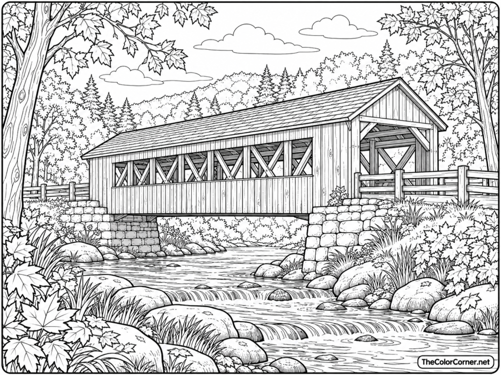 Covered Bridge In Autumn