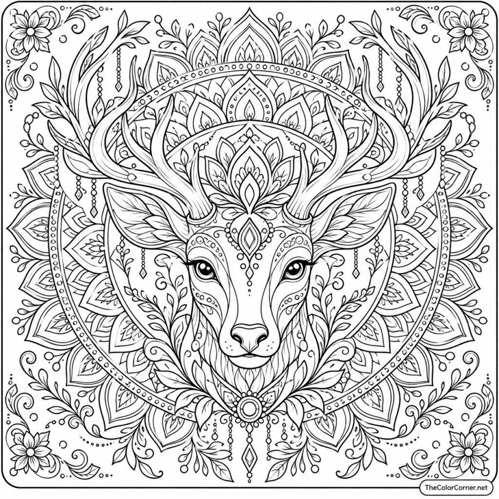 Deer Mandala Face