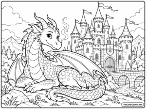 Dragon Guarding A Castle