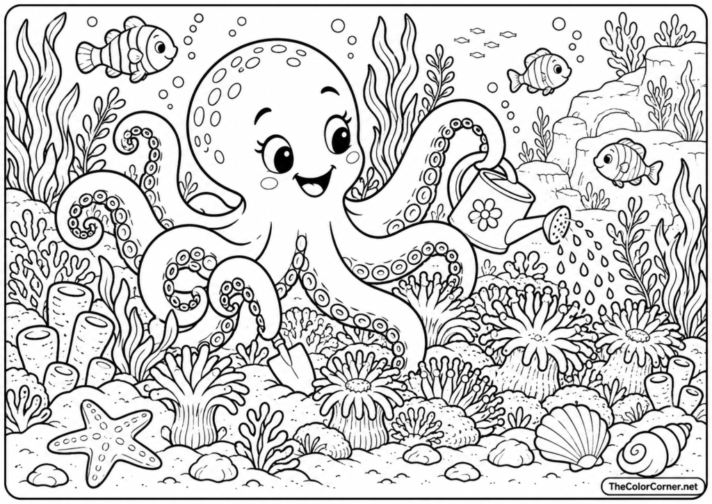 Friendly Octopus In A Garden