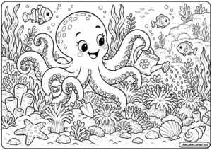 Friendly Octopus In A Garden