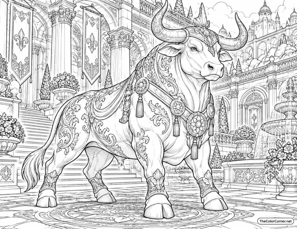 Golden Ox Statue Palace Courtyard