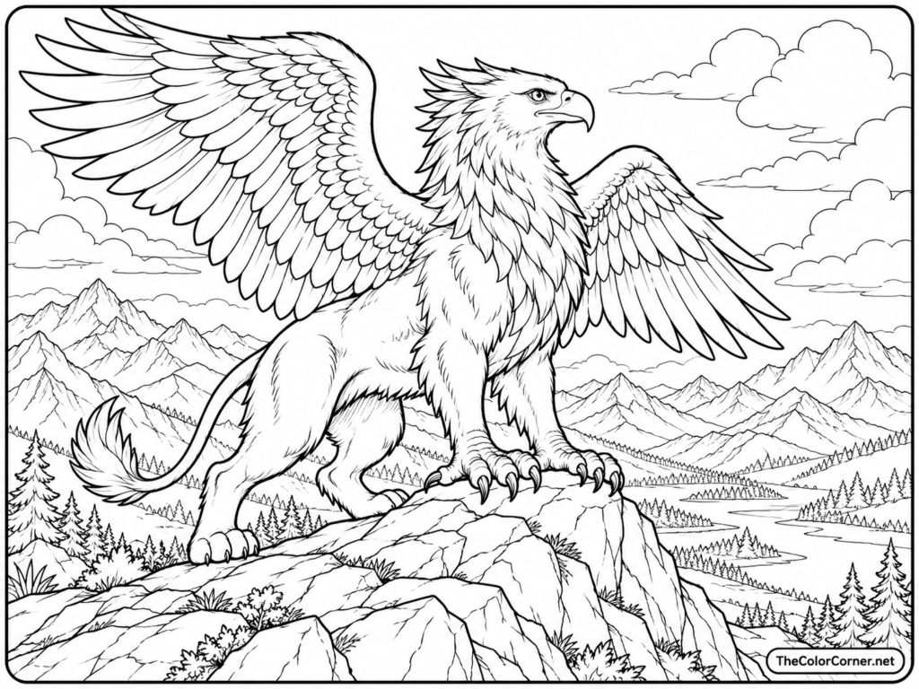 Griffin Perched On A Mountain