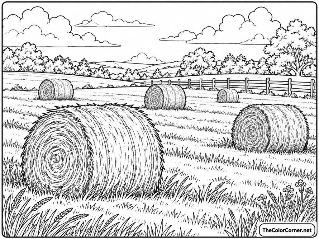 Hay Bales In A Golden Field