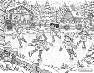 Ice Skaters Frozen Pond