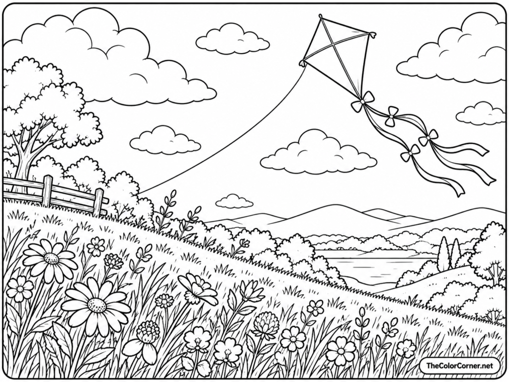 Kite Flying On A Windy Hill