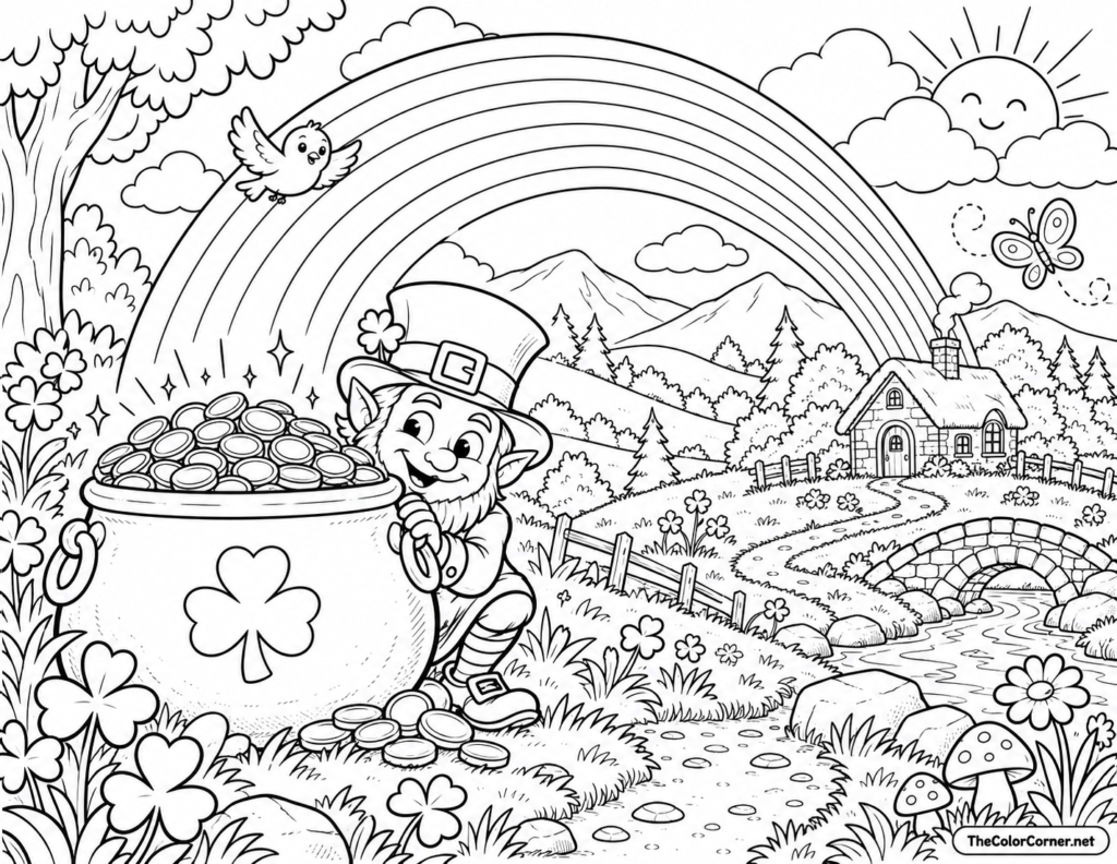Leprechaun Hiding Pot Of Gold