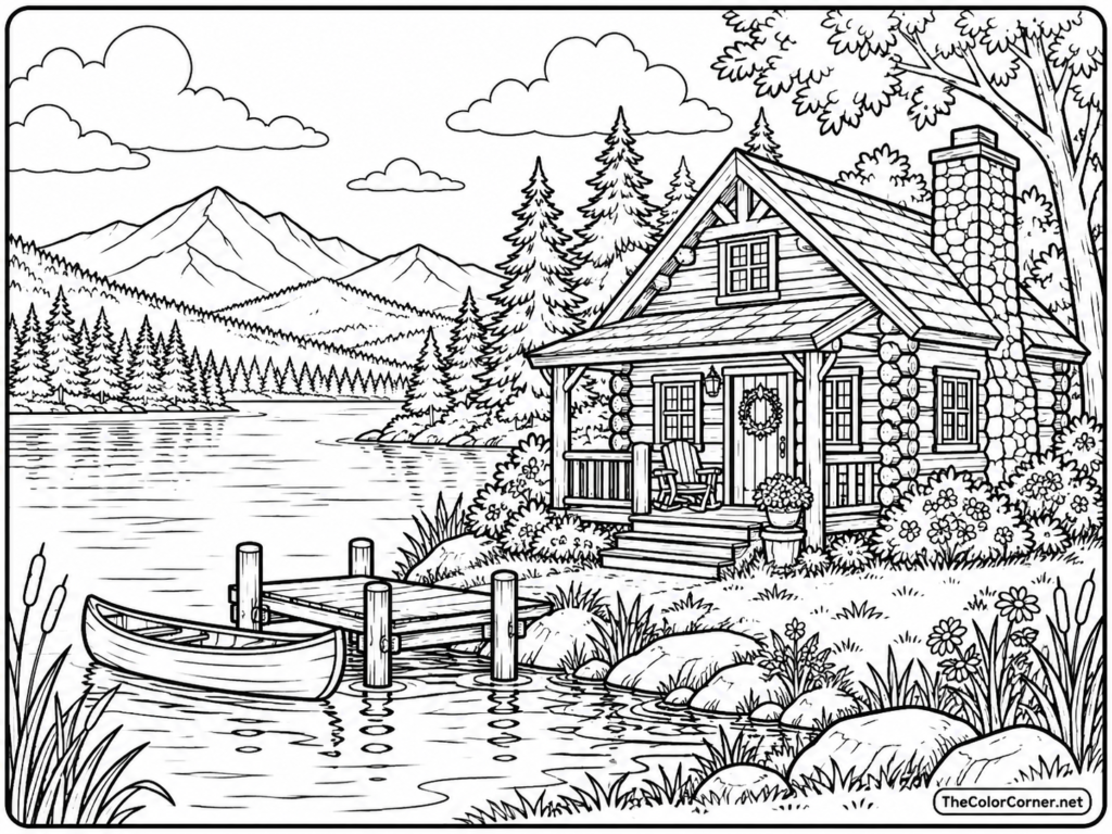 Log Cabin By A Lake