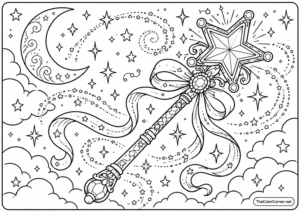 Magic Wand With Sparkling Stars
