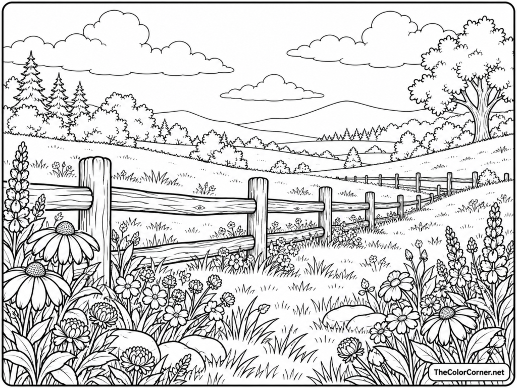 Meadow With A Wooden Fence