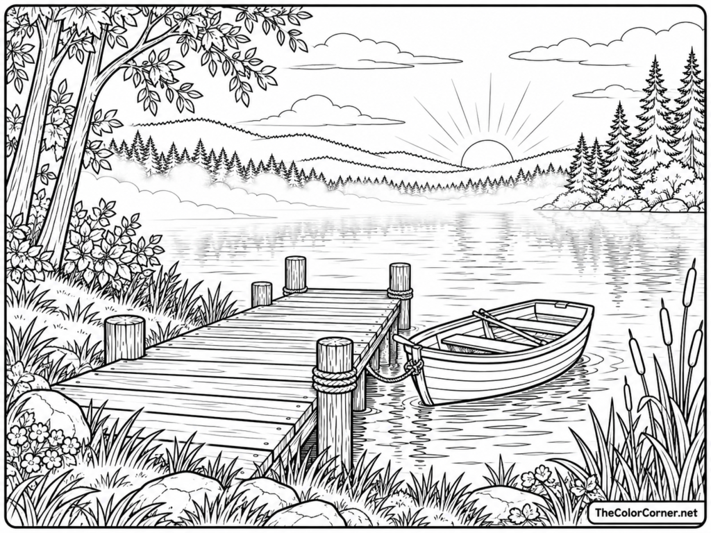 Rowboat Dock At Sunrise