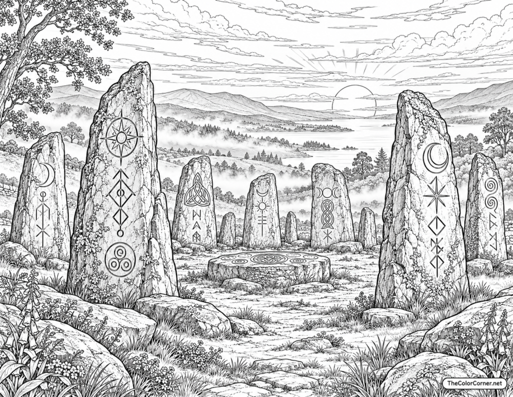Rune Stones Circle Dusk
