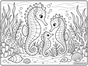 Seahorse Family Swimming
