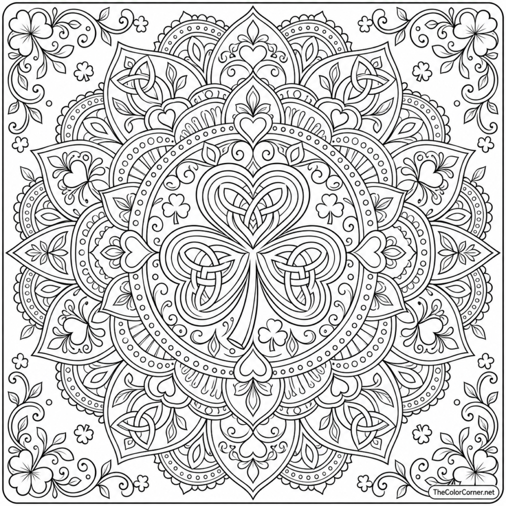 St Patricks Day Shamrock Mandala