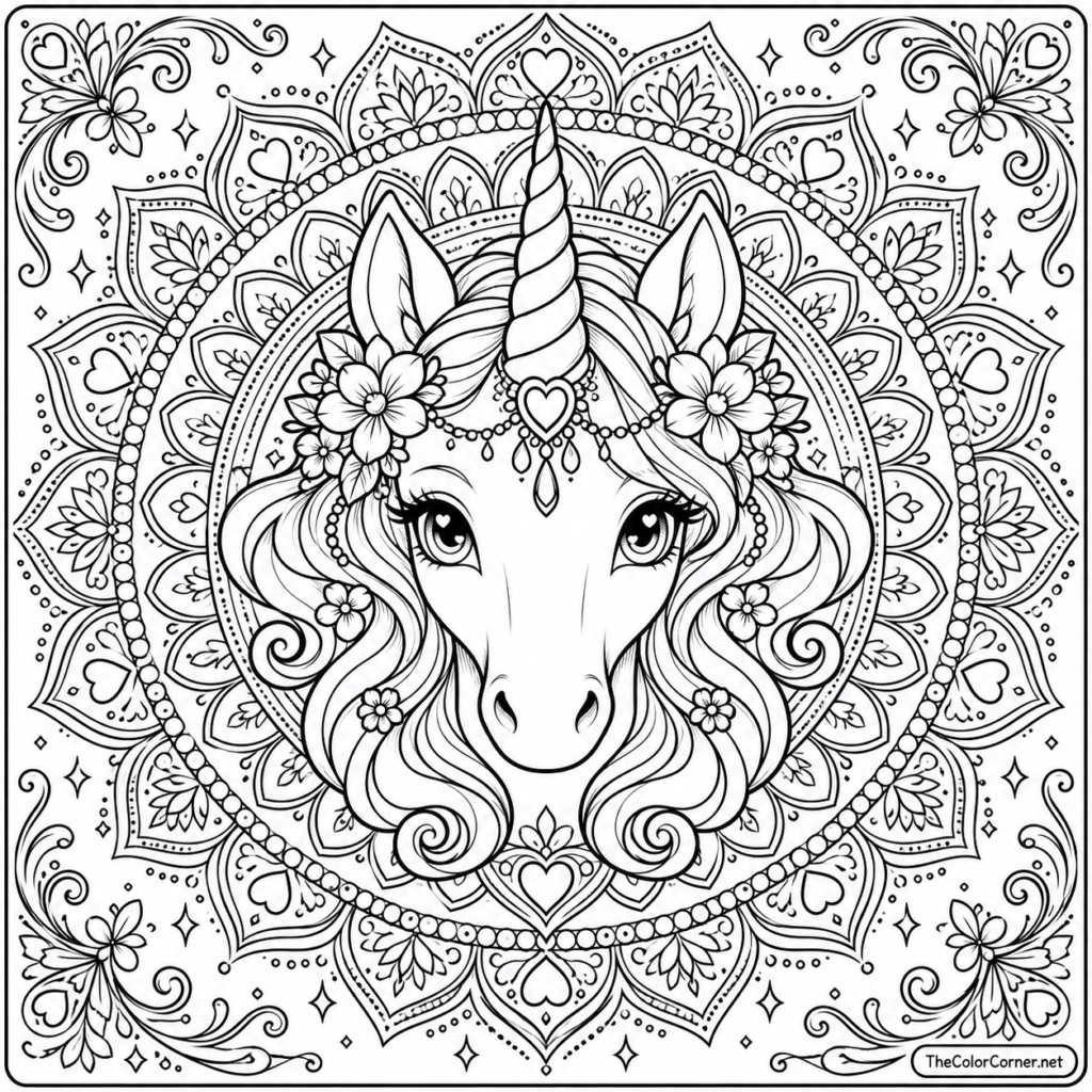 Unicorn Mandala Face