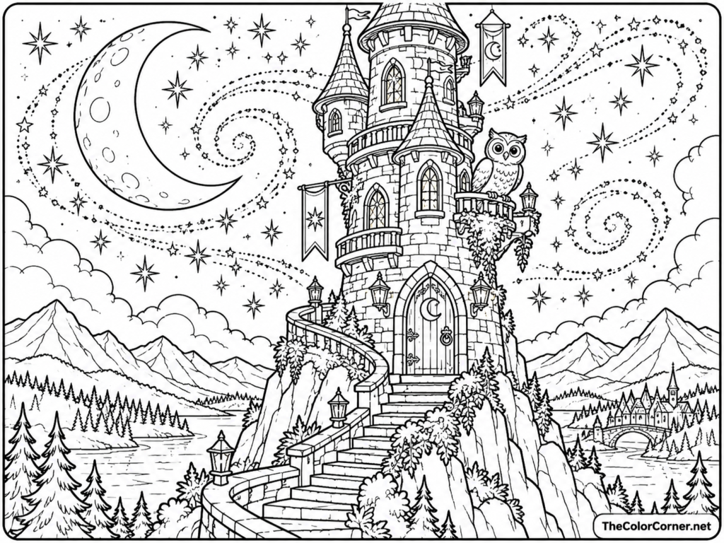 Wizards Tower At Night