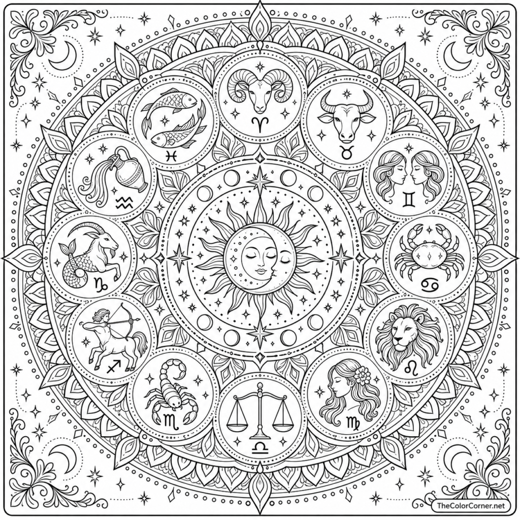 Zodiac Wheel Mandala